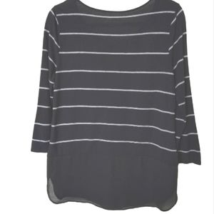a.n.a. A New Approach Black & White Striped Top With Chiffon Bottom